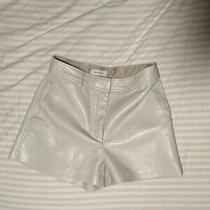 Aritzia Babaton White Leather Shorts